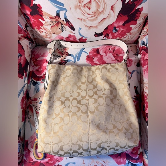 COACH Large Signature Logo Canvas and Leather Hobo Bag - Picture 4 of 14